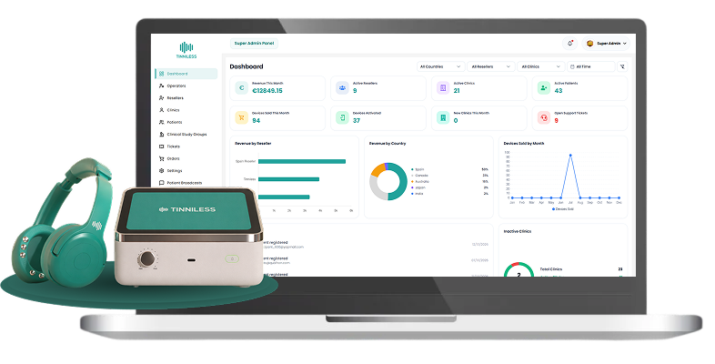 Tinniless Digital Tinnitus Therapy Platform and Connected Device Software